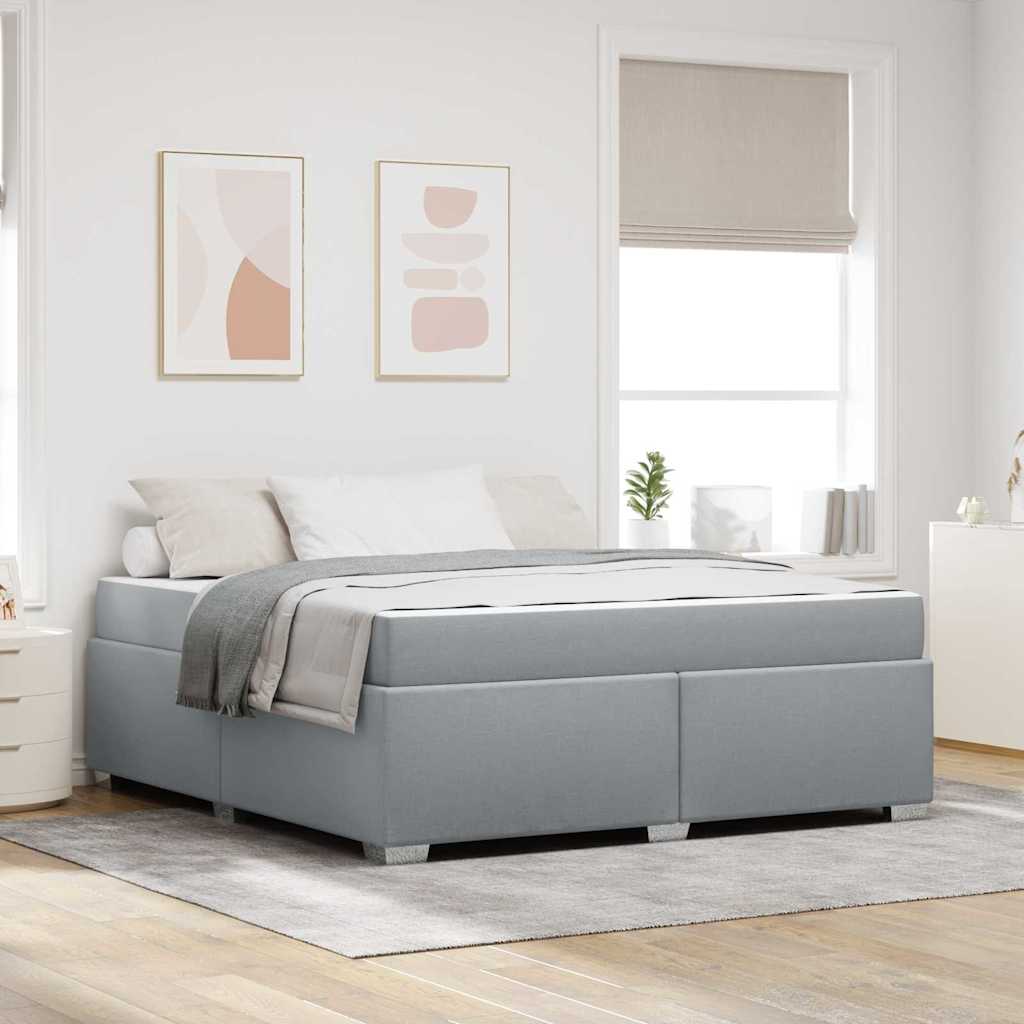 vidaXL Estructura de cama con colchón Gris Claro 180 x 200 cm tela
