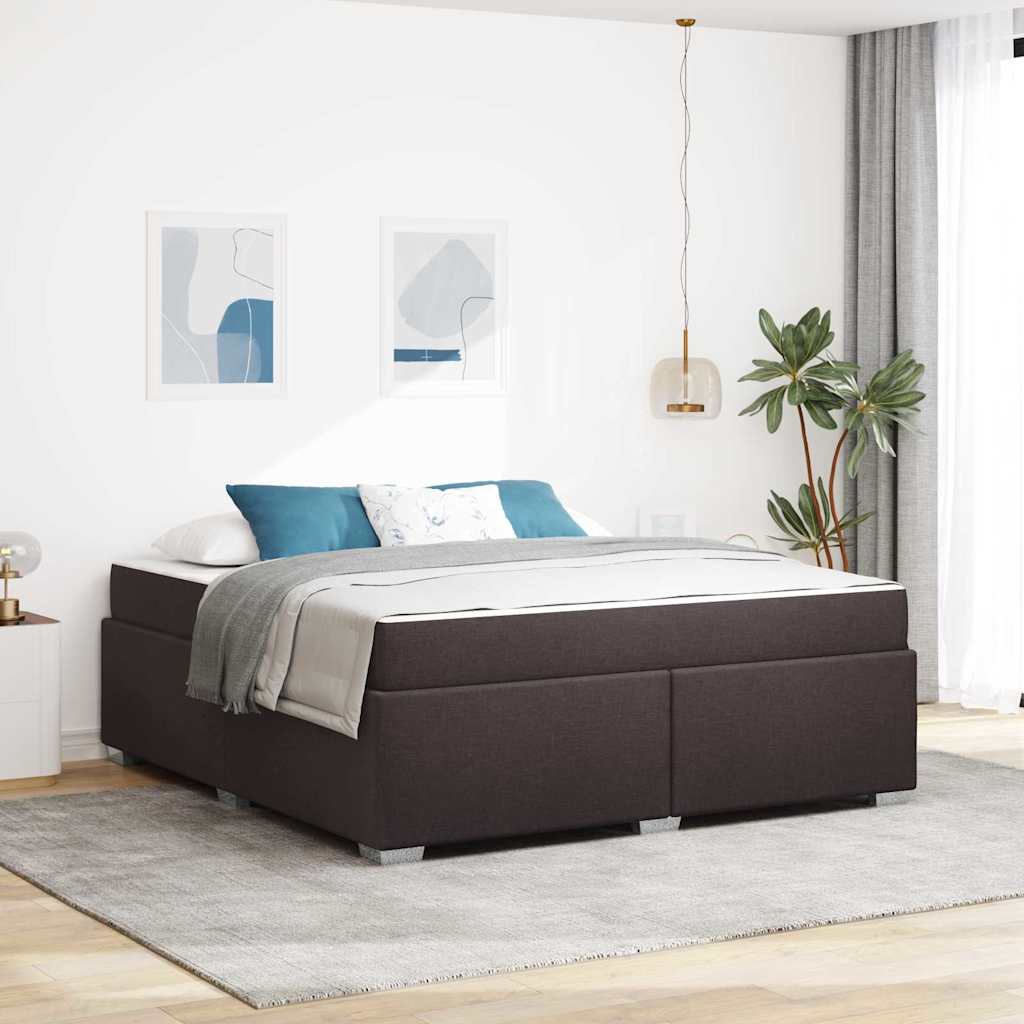 vidaXL Estructura de cama con colchón Marrón Oscuro 180 x 200 cm tela