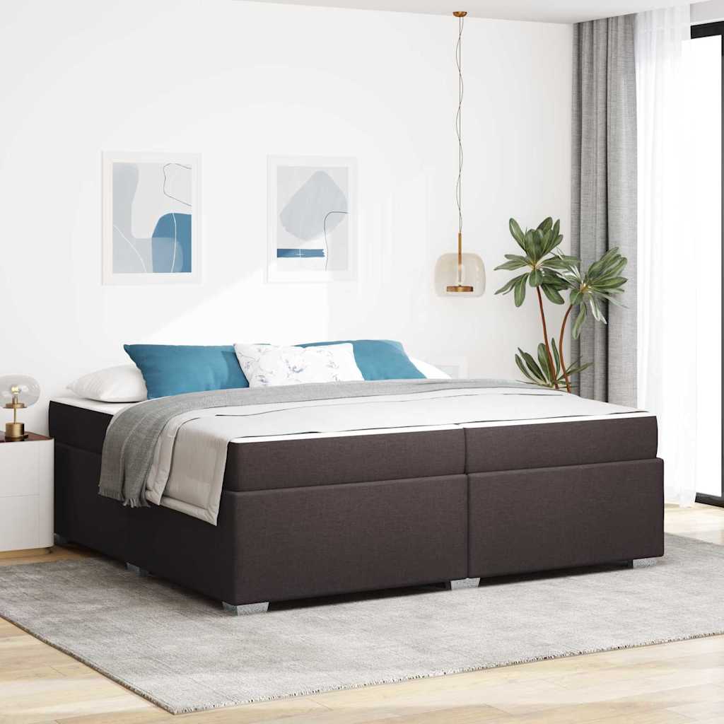 vidaXL Estructura de cama con colchón Marrón Oscuro 200 x 200 cm tela