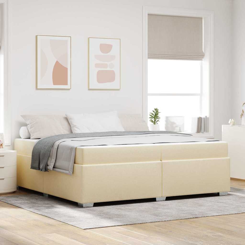 vidaXL Estructura de cama con colchón Crema 200 x 200 cm tela