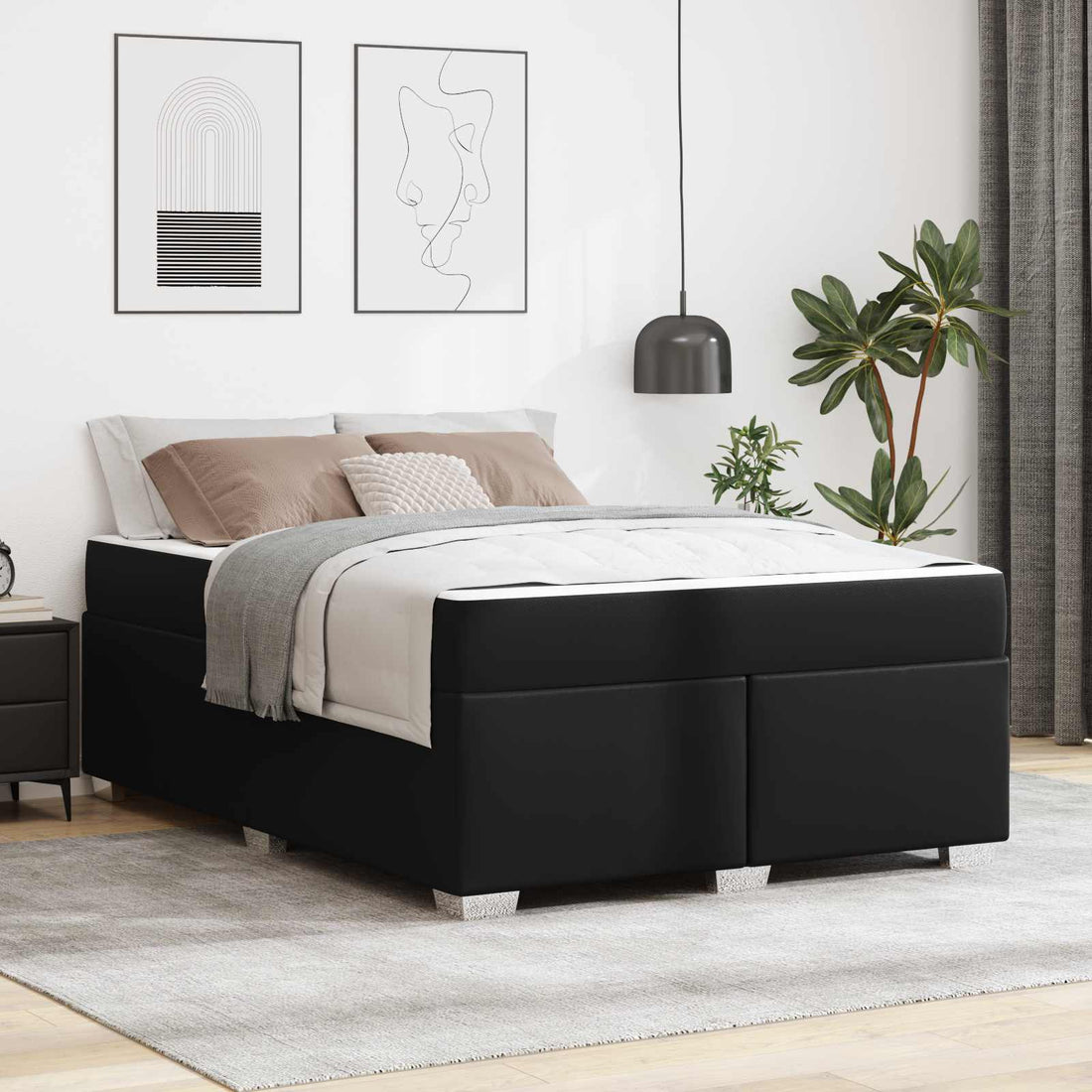 vidaXL Estructura de cama Negro 160 x 200 cm PVC