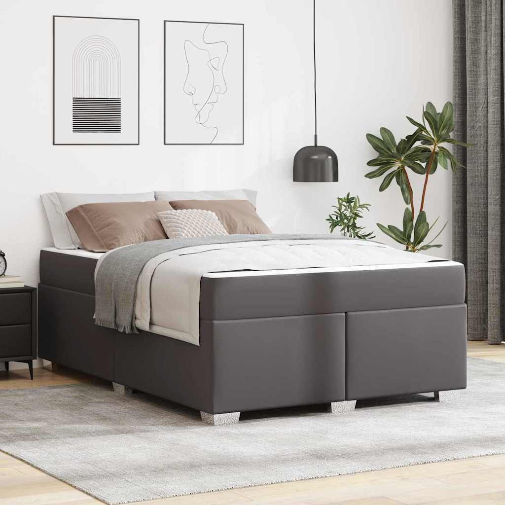 vidaXL Estructura de cama Gris 160 x 200 cm PVC