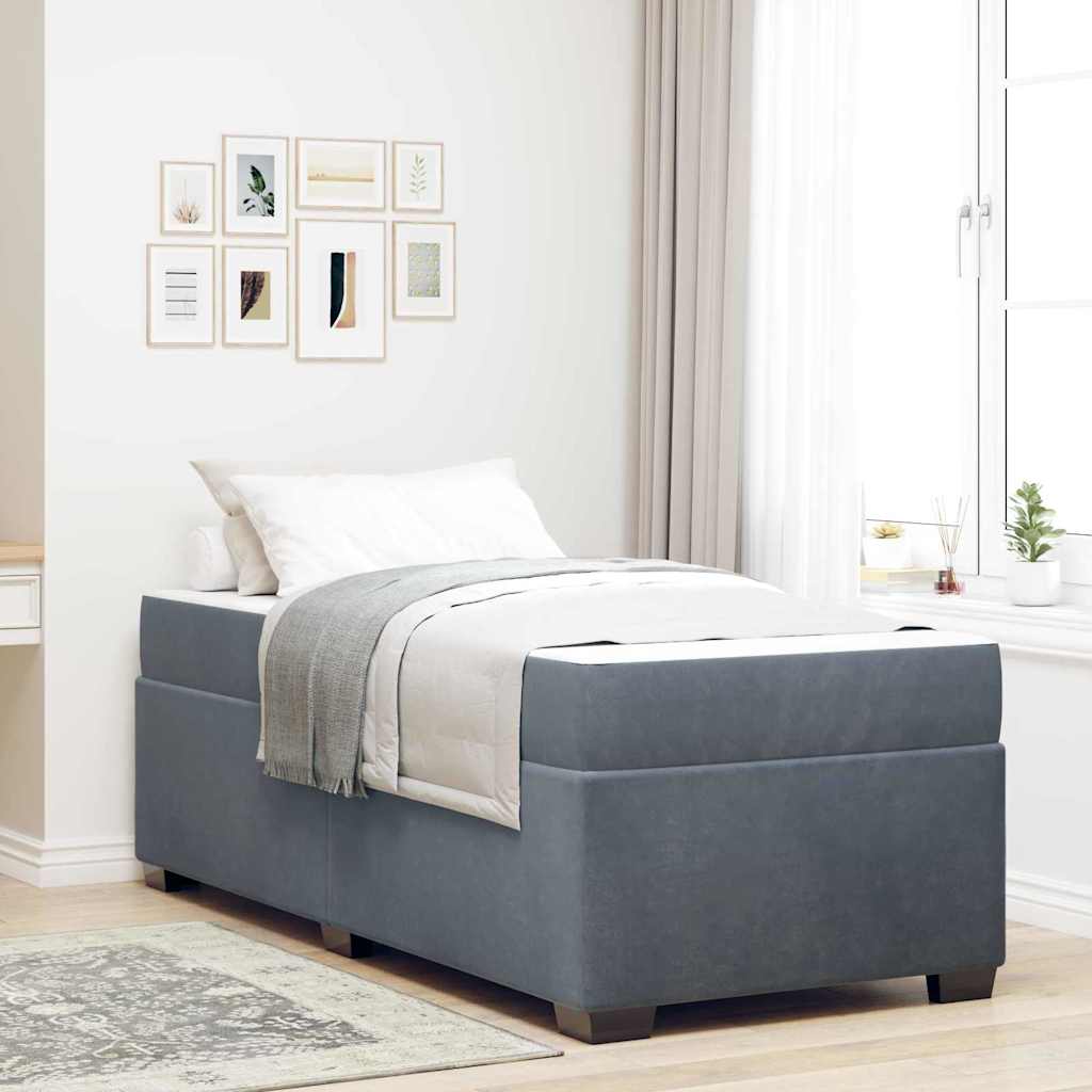 vidaXL Estructura de cama con colchón Gris oscuro 90 x 190 cm tela