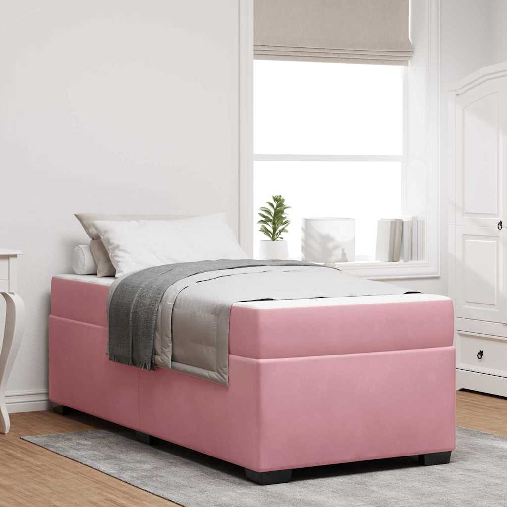 vidaXL Estructura de cama con colchón Rosa 90 x 190 cm tela