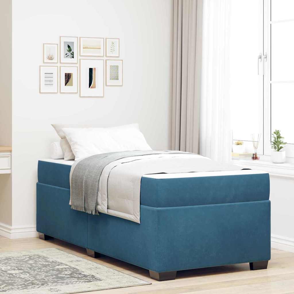 vidaXL Estructura de cama con colchón Azul Oscuro 90 x 200 cm tela