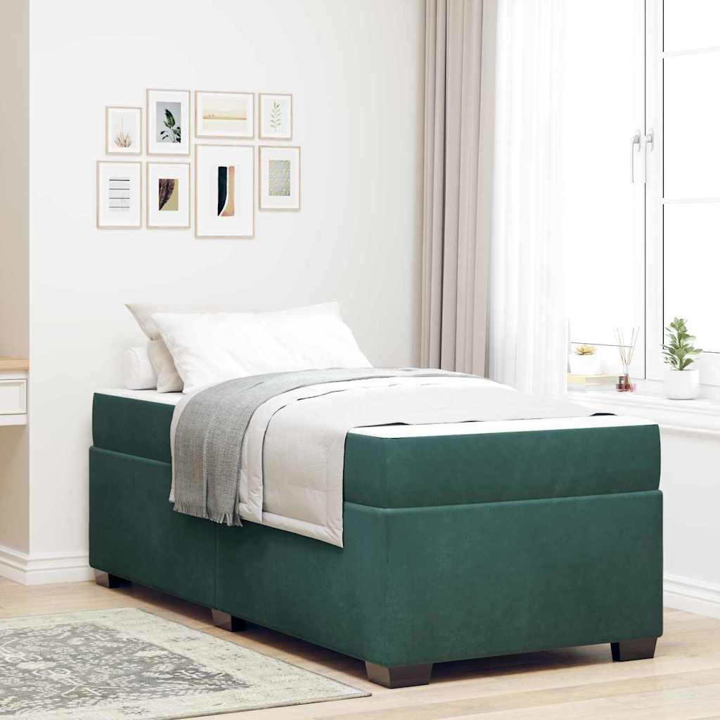 vidaXL Estructura de cama con colchón Verde oscuro 100 x 200 cm tela