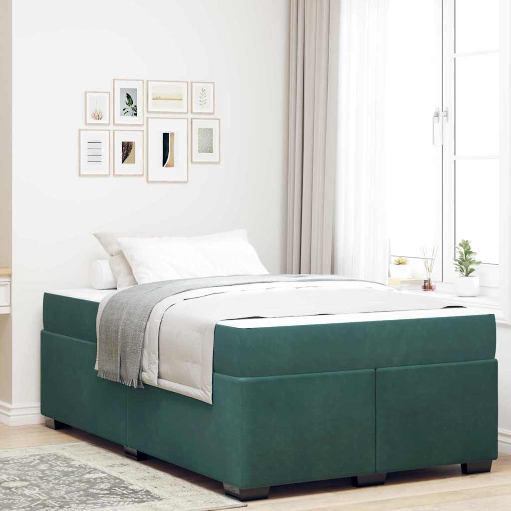 vidaXL Estructura de cama con colchón Verde oscuro 120 x 190 cm tela