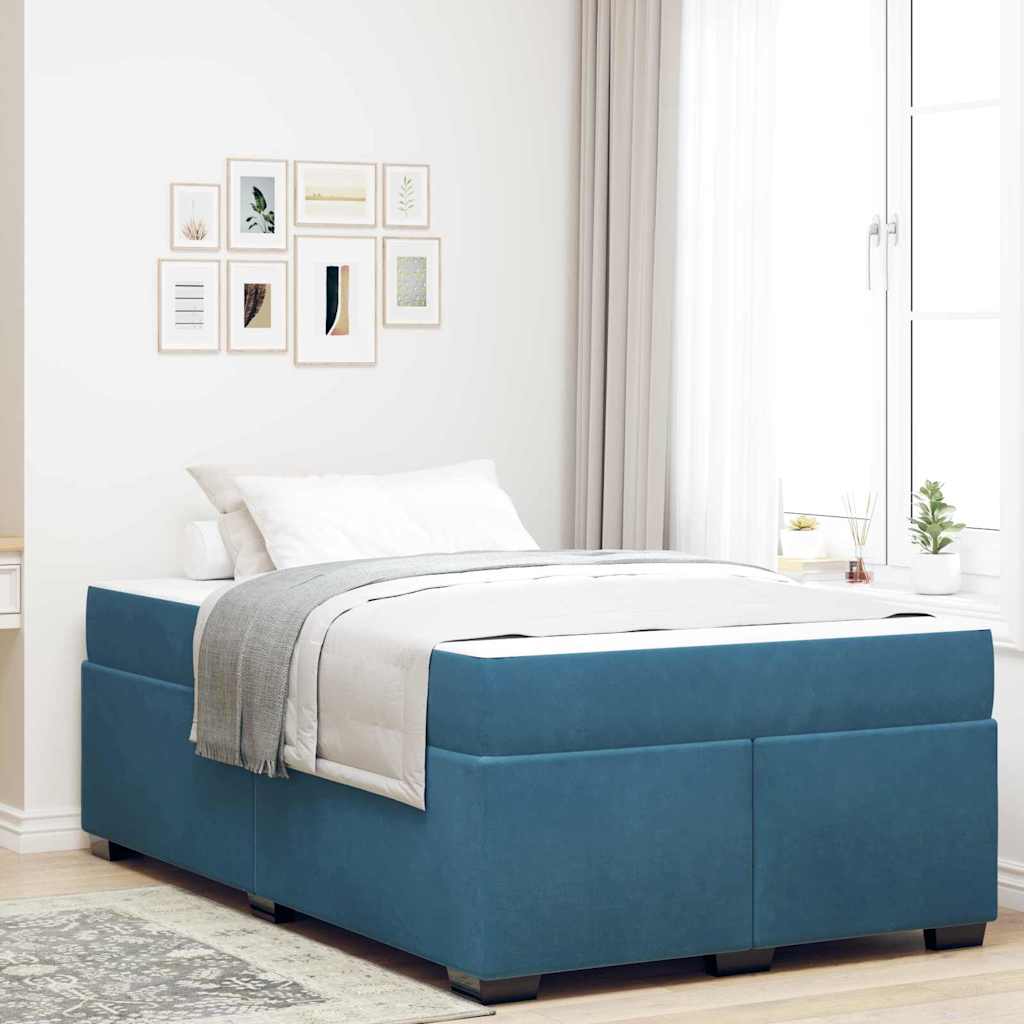 vidaXL Estructura de cama con colchón Azul Oscuro 120 x 200 cm tela