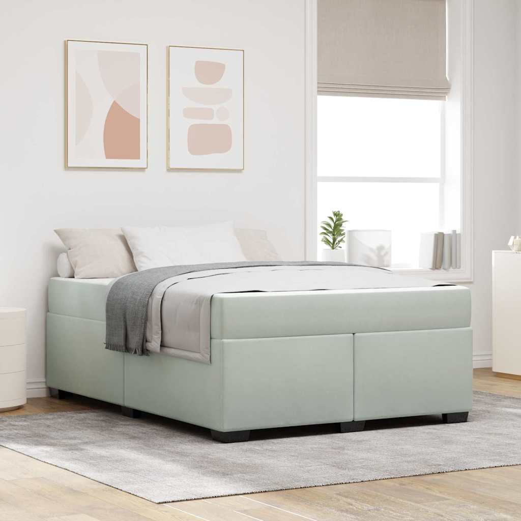 vidaXL Estructura de cama con colchón Gris Claro 160 x 200 cm tela