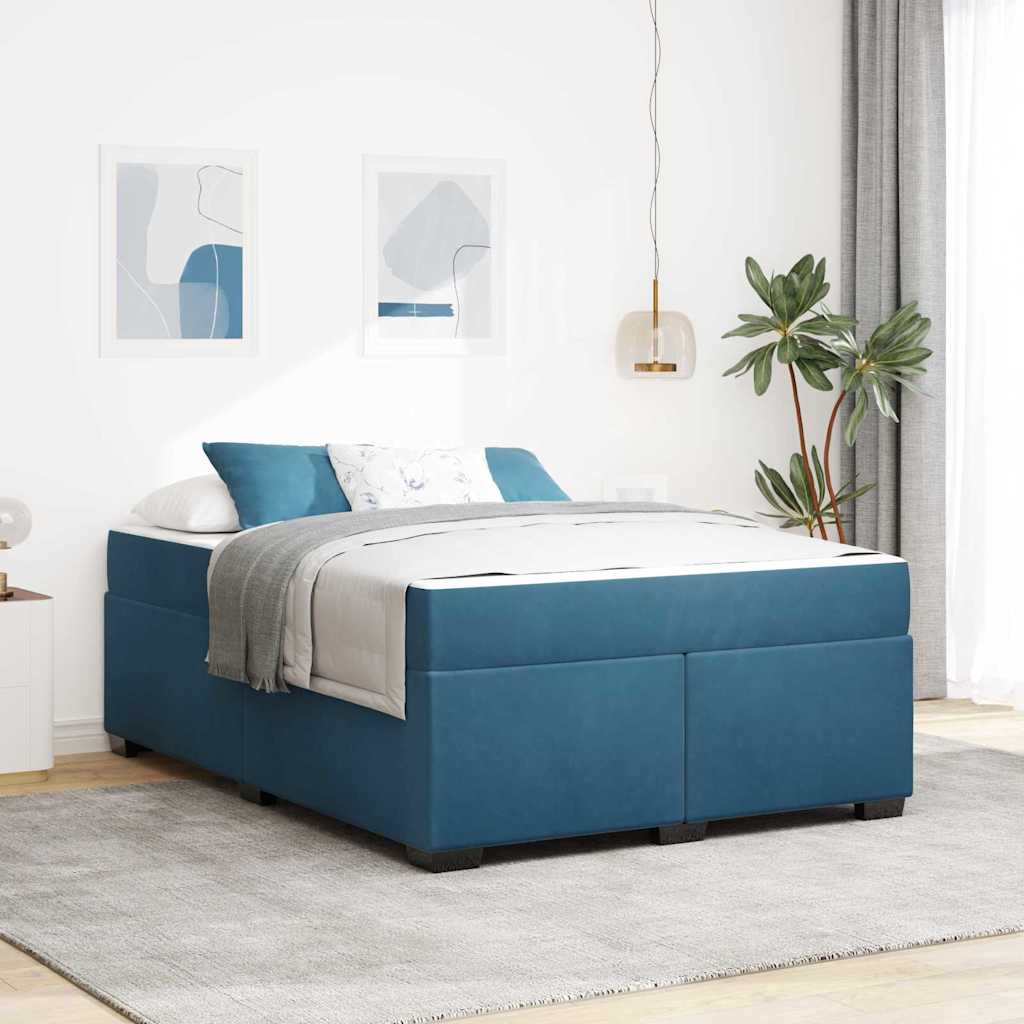 vidaXL Estructura de cama con colchón Azul Oscuro 160 x 200 cm tela