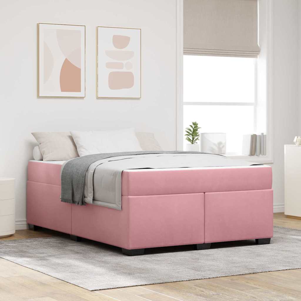 vidaXL Estructura de cama con colchón Rosa 160 x 200 cm tela