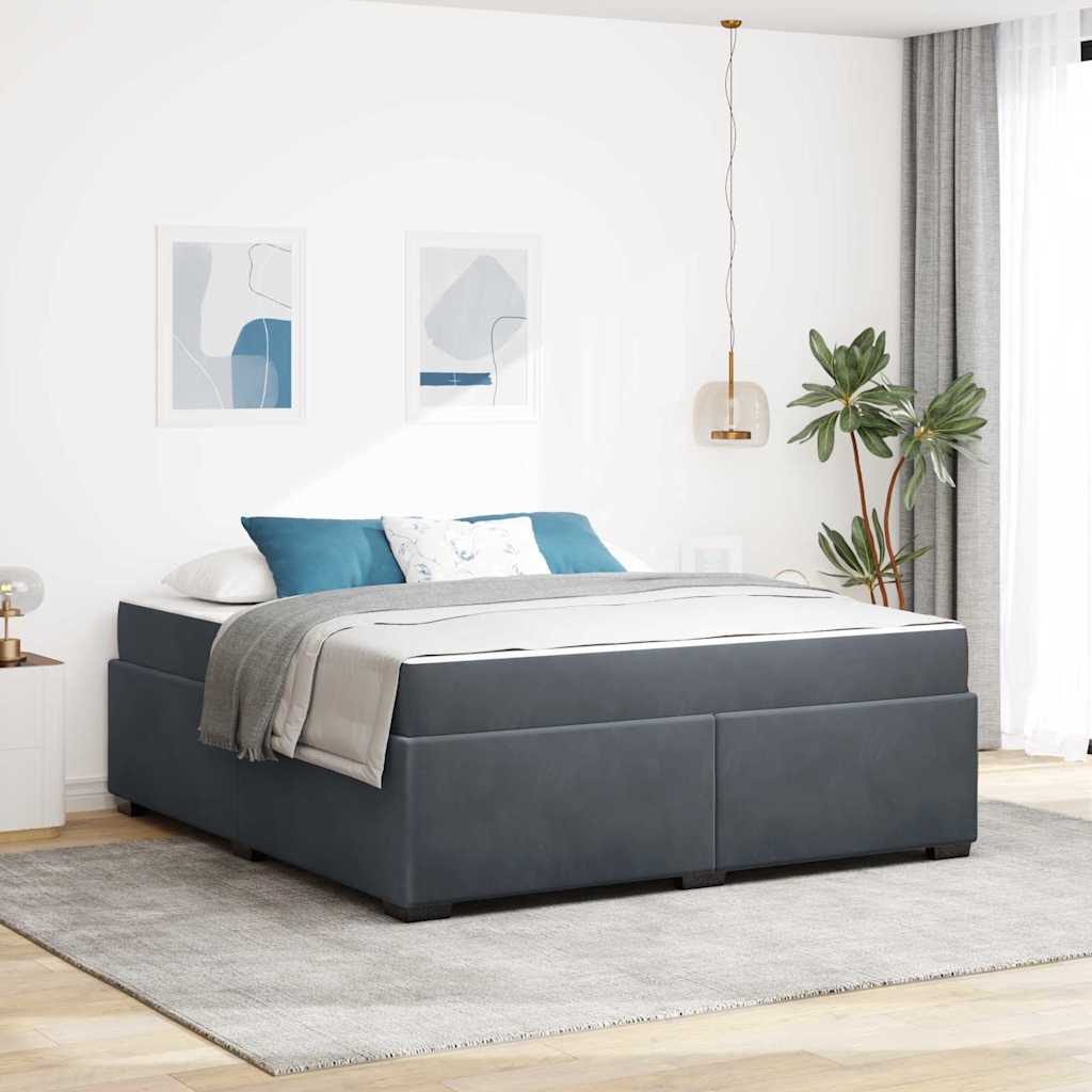 vidaXL Estructura de cama con colchón Gris oscuro 180 x 200 cm tela