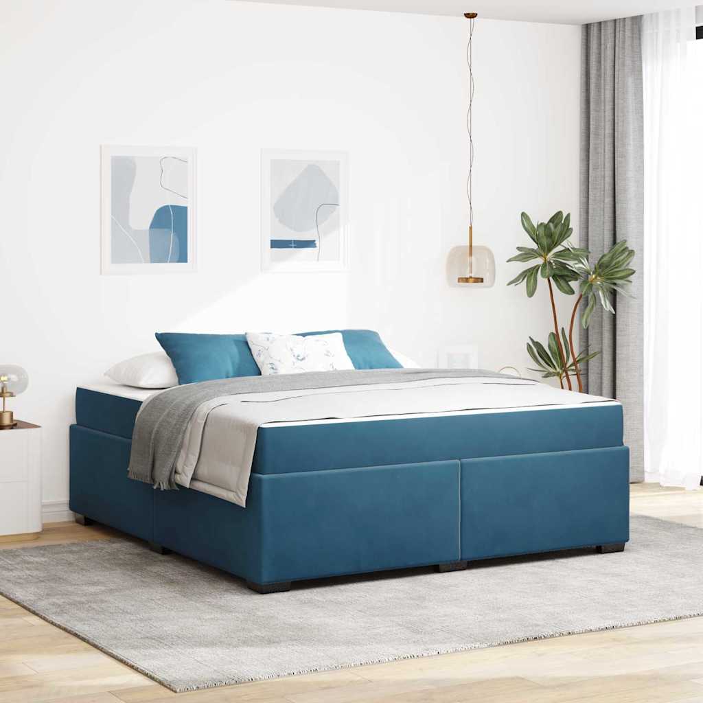 vidaXL Estructura de cama con colchón Azul Oscuro 180 x 200 cm tela