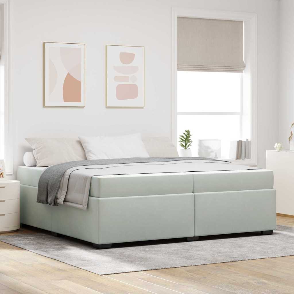 vidaXL Estructura de cama con colchón Gris Claro 200 x 200 cm tela