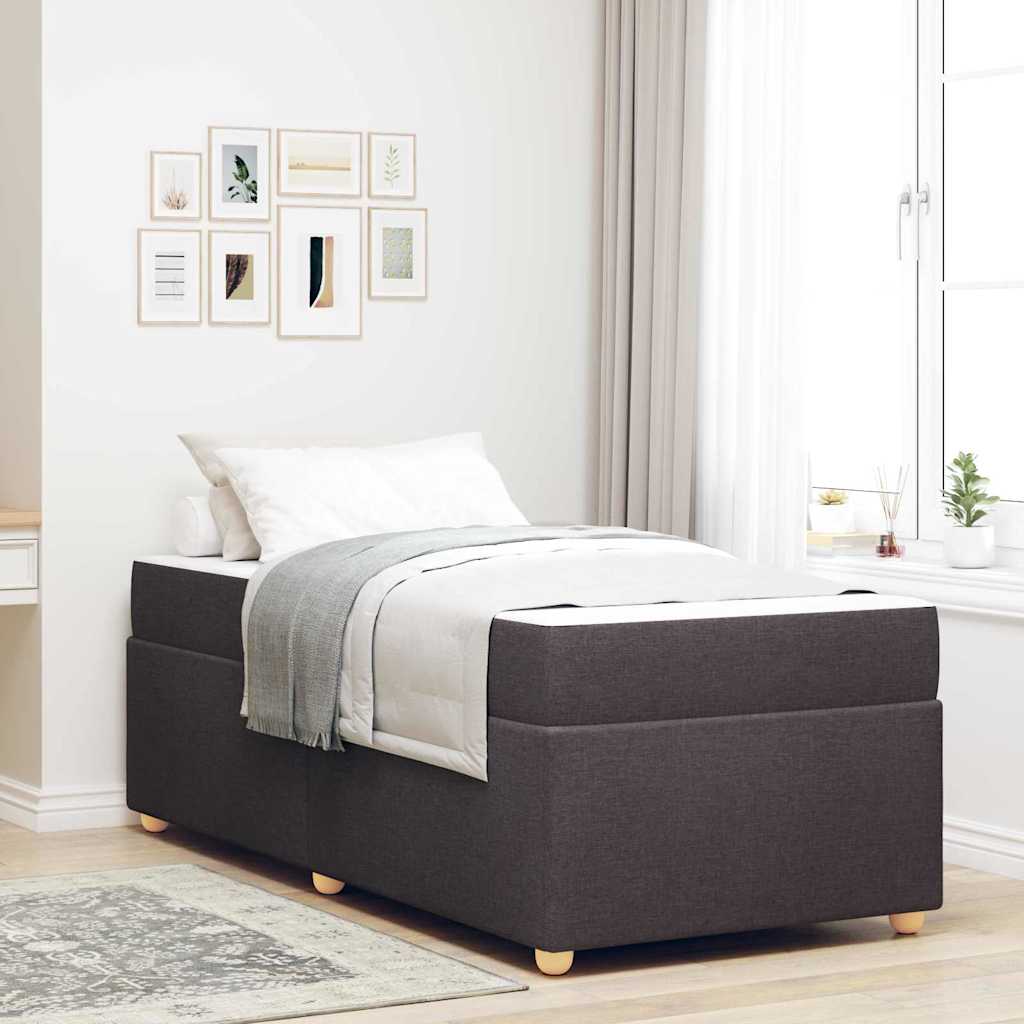 vidaXL Estructura de cama con colchón Marrón Oscuro 90 x 200 cm tela