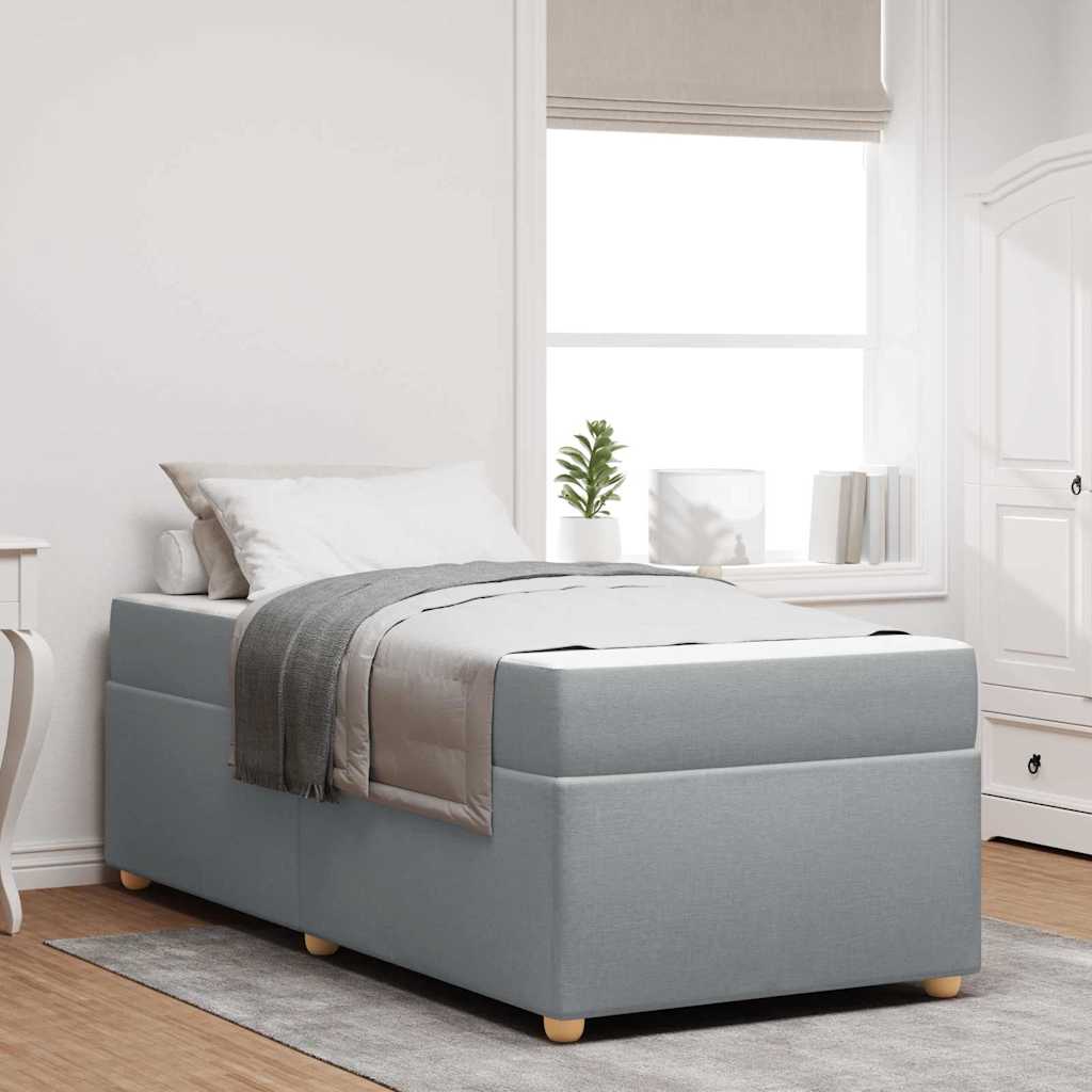 vidaXL Estructura de cama con colchón Gris Claro 100 x 200 cm tela