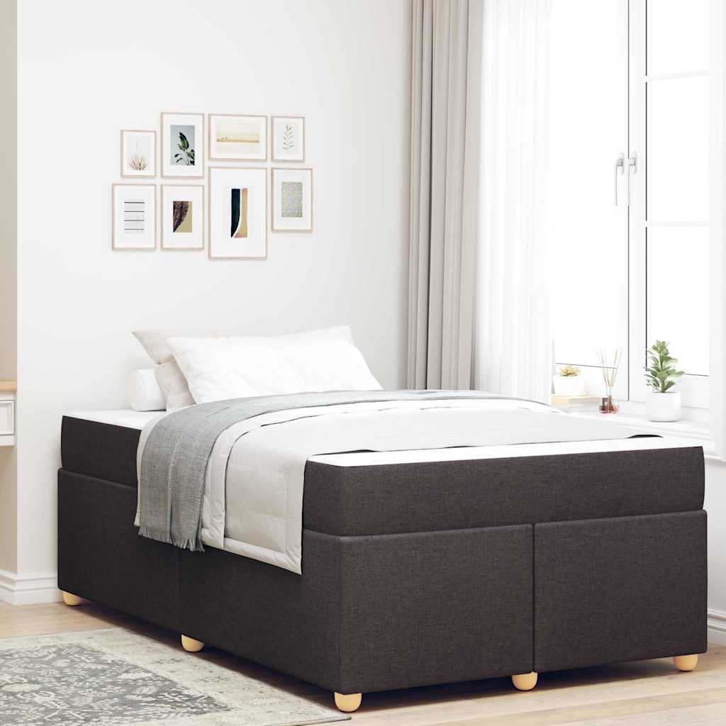 vidaXL Estructura de cama con colchón Marrón Oscuro 120 x 200 cm tela