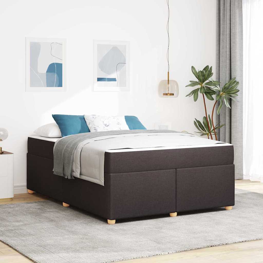 vidaXL Estructura de cama con colchón Marrón Oscuro 140 x 200 cm tela