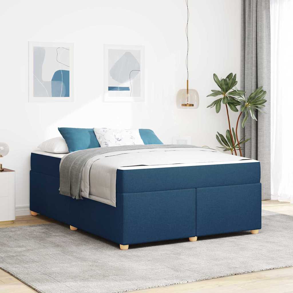 vidaXL Estructura de cama con colchón Azul 140 x 200 cm tela