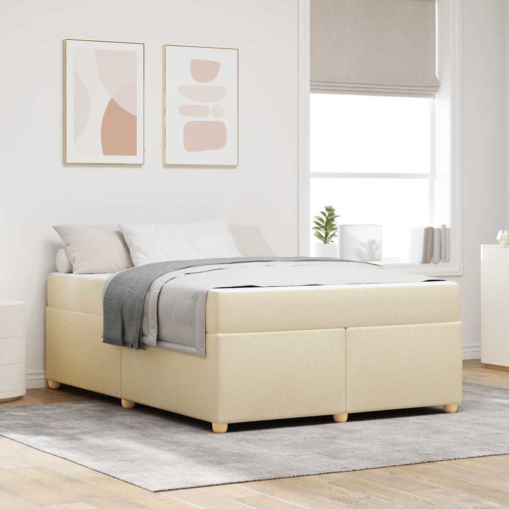 vidaXL Estructura de cama con colchón Crema 160 x 200 cm tela