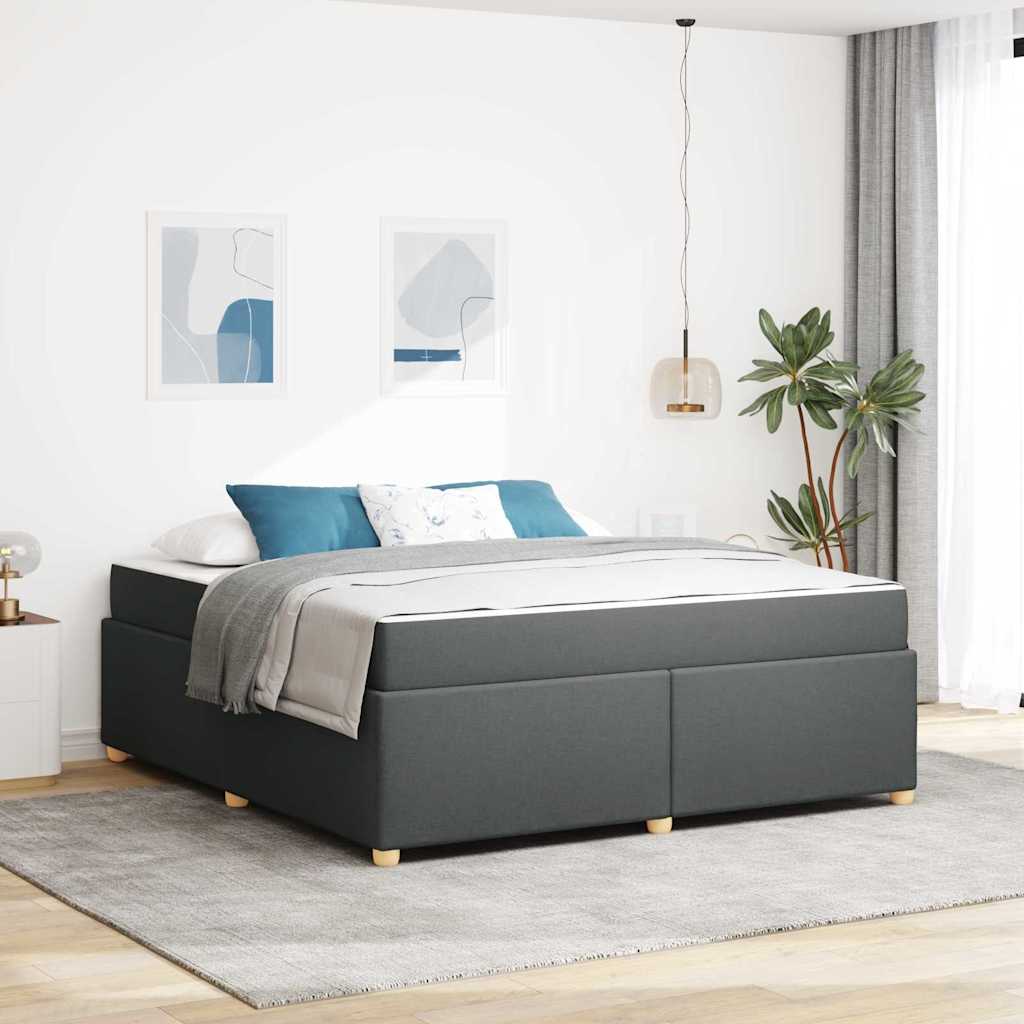 vidaXL Estructura de cama con colchón Gris oscuro 180 x 200 cm tela