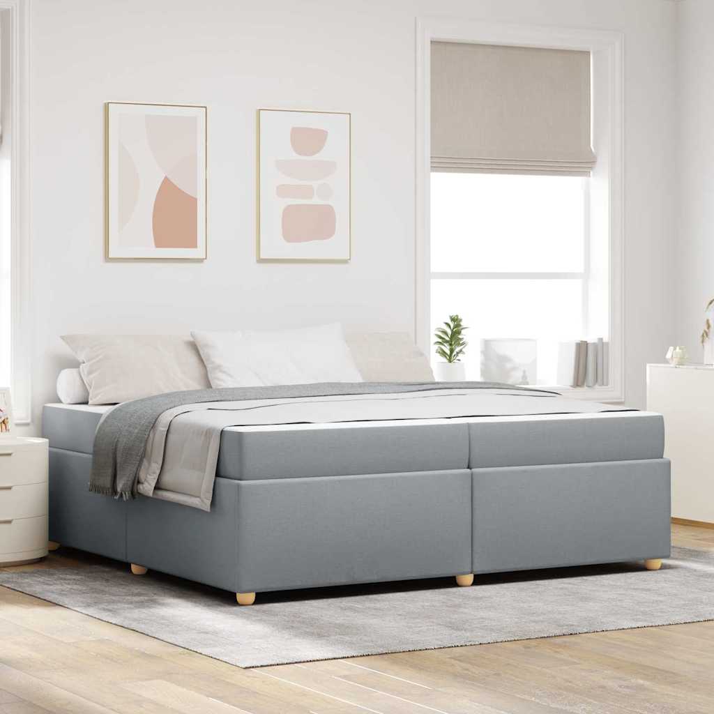 vidaXL Estructura de cama con colchón Gris Claro 200 x 200 cm tela
