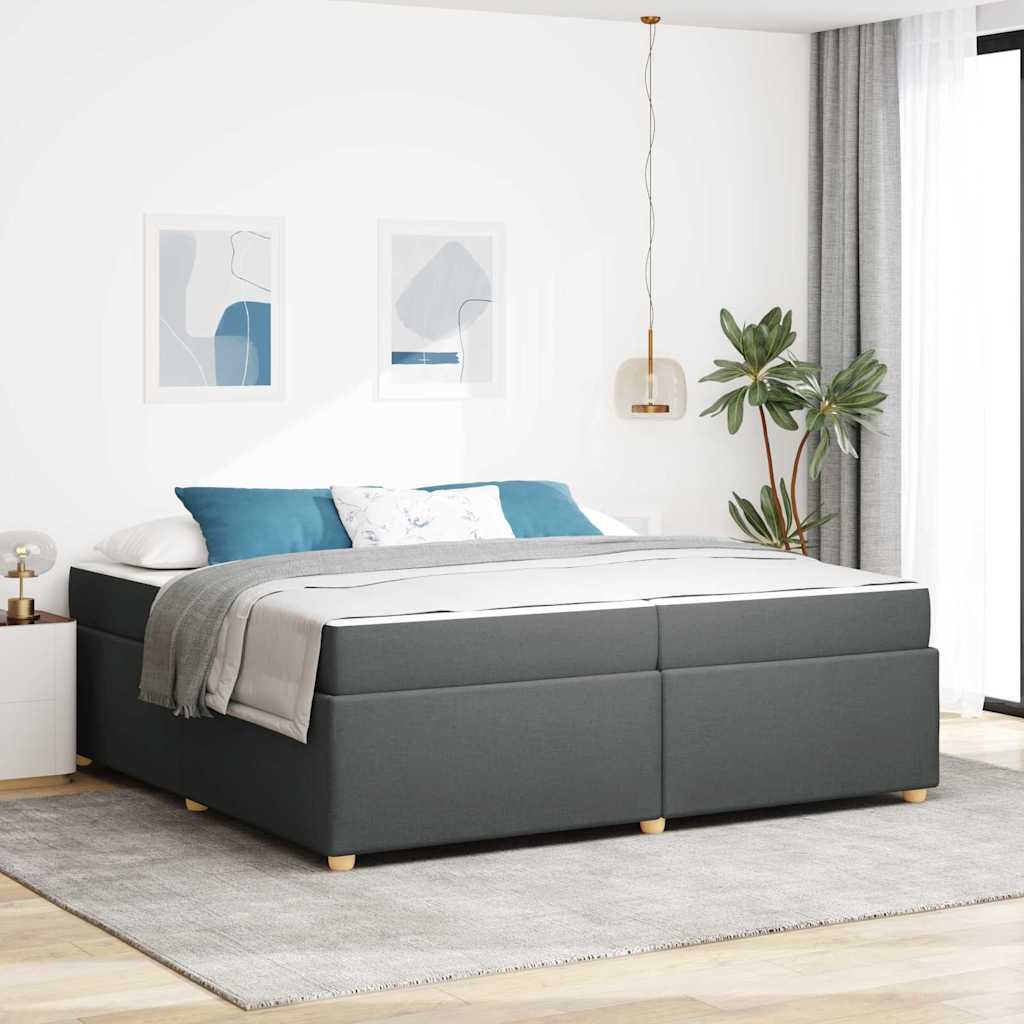 vidaXL Estructura de cama con colchón Gris oscuro 200 x 200 cm tela