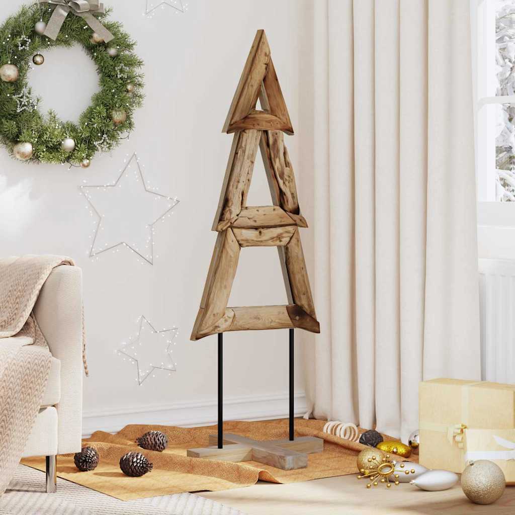 vidaXL Árbol de Navidad Marrón 120 cm Madera de teca maciza