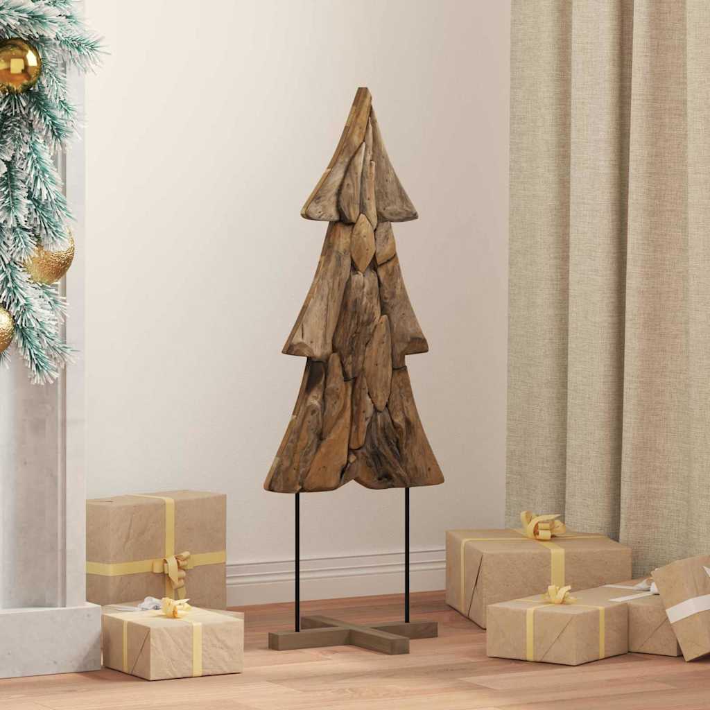 vidaXL Árbol de Navidad con soporte Marrón 90 cm Madera de teca maciza