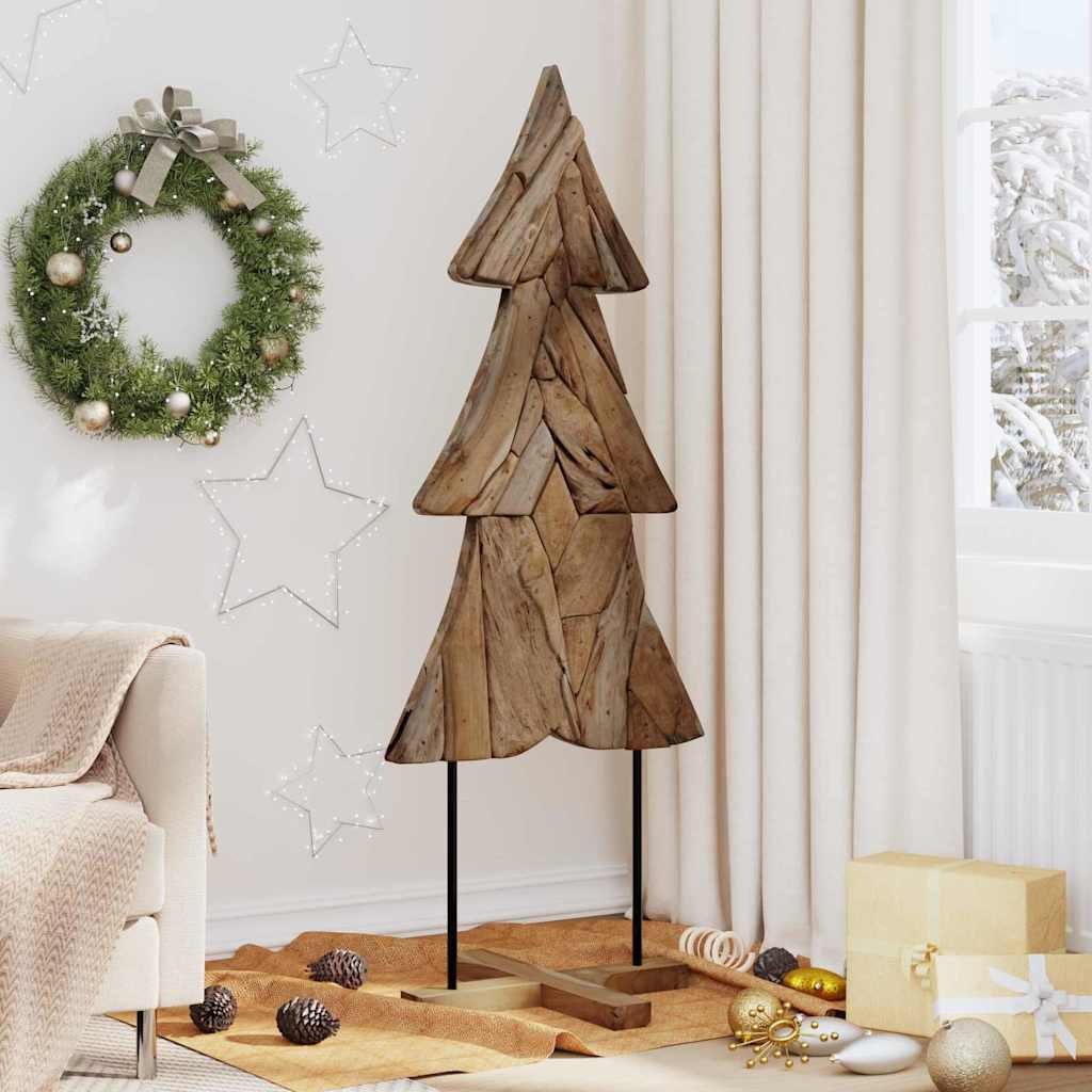 vidaXL Árbol de Navidad Marrón 151 cm Madera de teca maciza