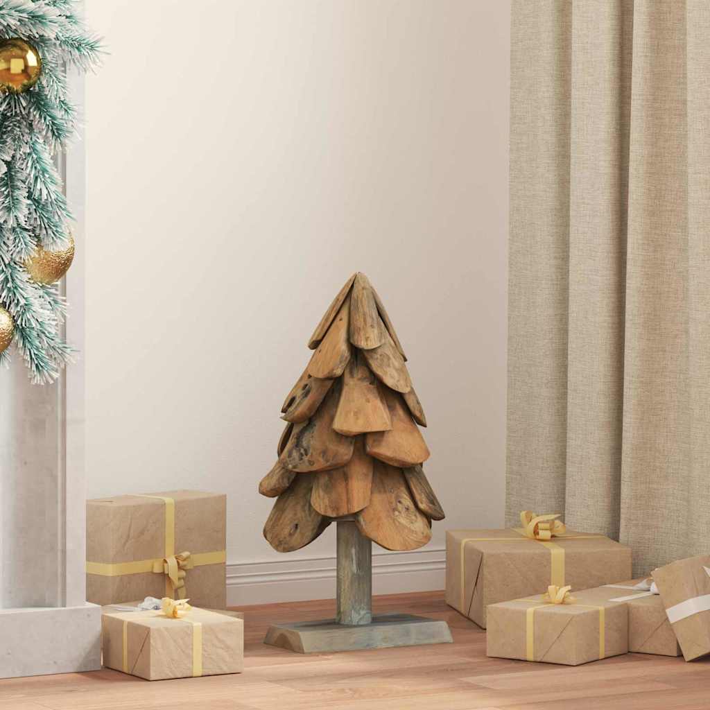 vidaXL Árbol de Navidad Marrón 61 cm Madera de teca maciza