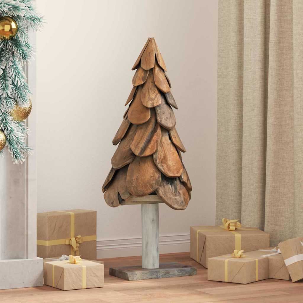 vidaXL Árbol de Navidad Marrón 91 cm Madera de teca maciza