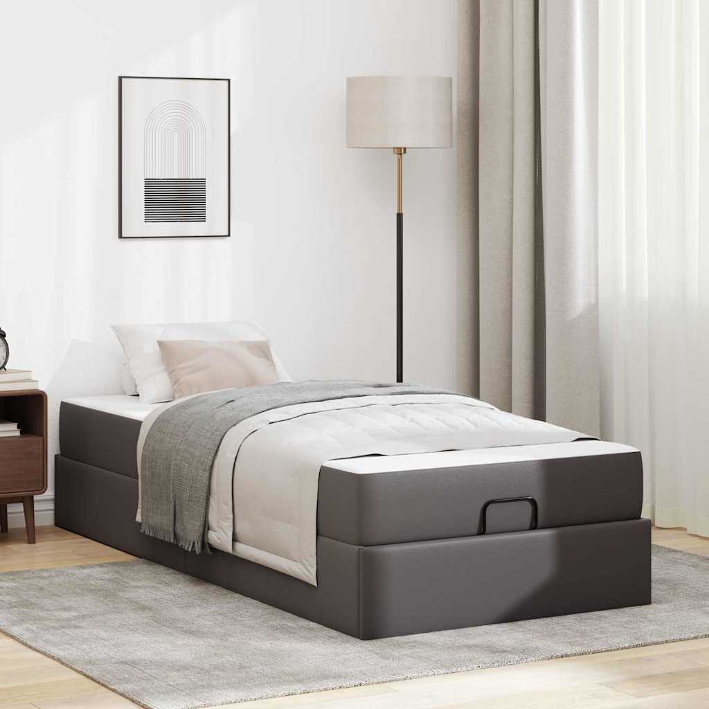 vidaXL Estructura de cama con colchón Otro 2 uds. Gris PVC
