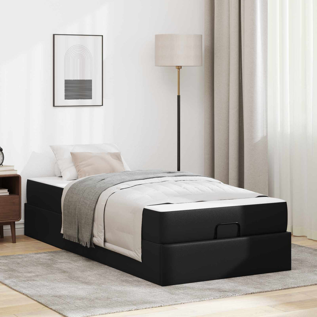 vidaXL Estructura de cama con colchón Otro 2 uds. Negro PVC