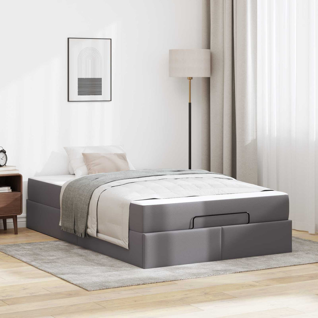 vidaXL Estructura de cama con colchón Otro 2 uds. Gris PVC