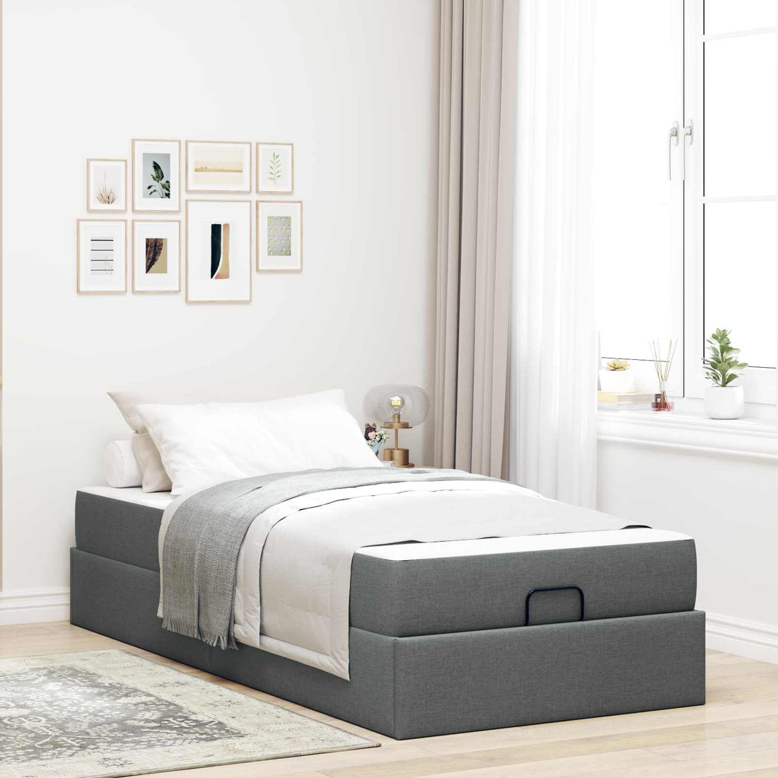 vidaXL Estructura de cama con colchón 2 uds. Gris Tenue tela