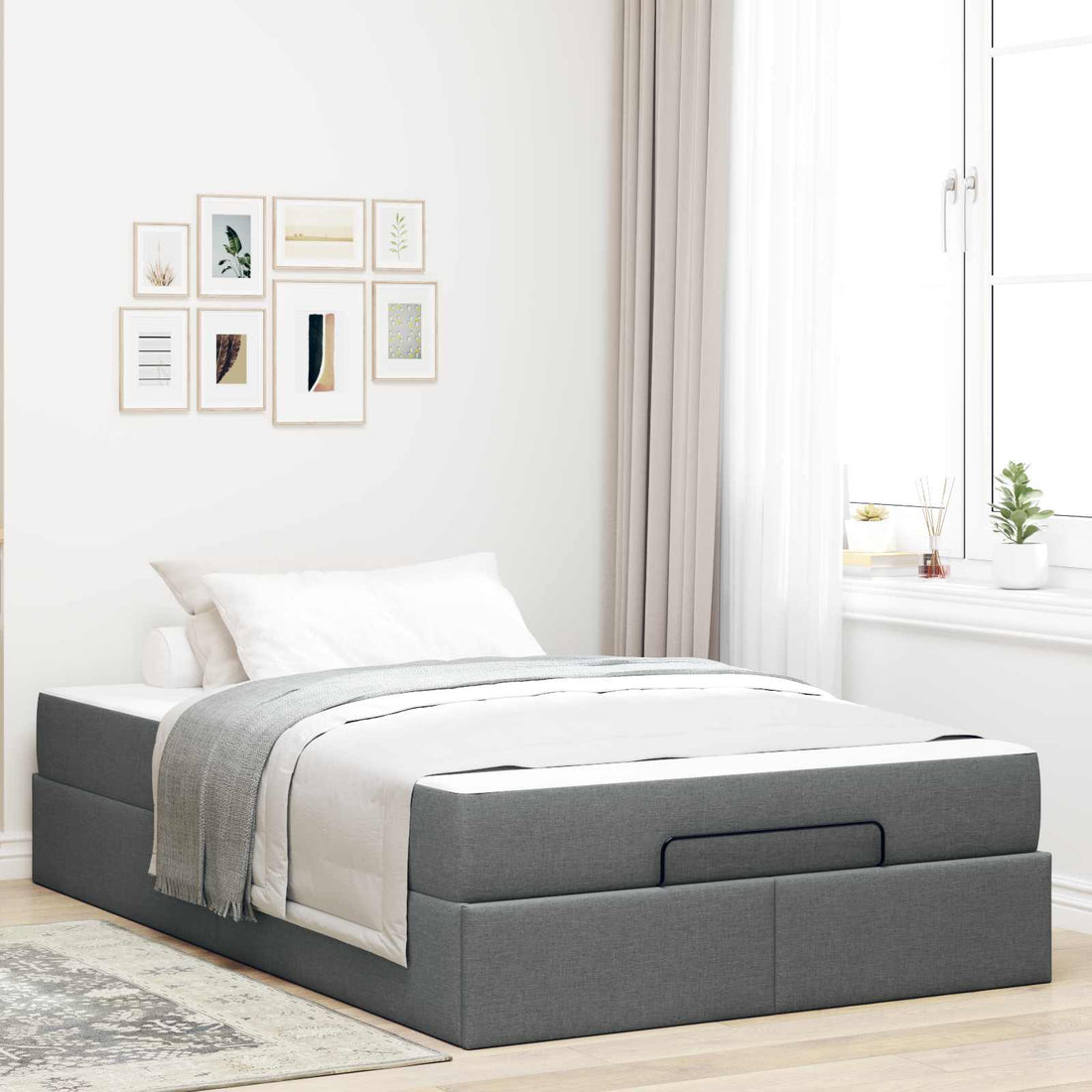 vidaXL Estructura de cama con colchón 2 uds. Gris Tenue tela