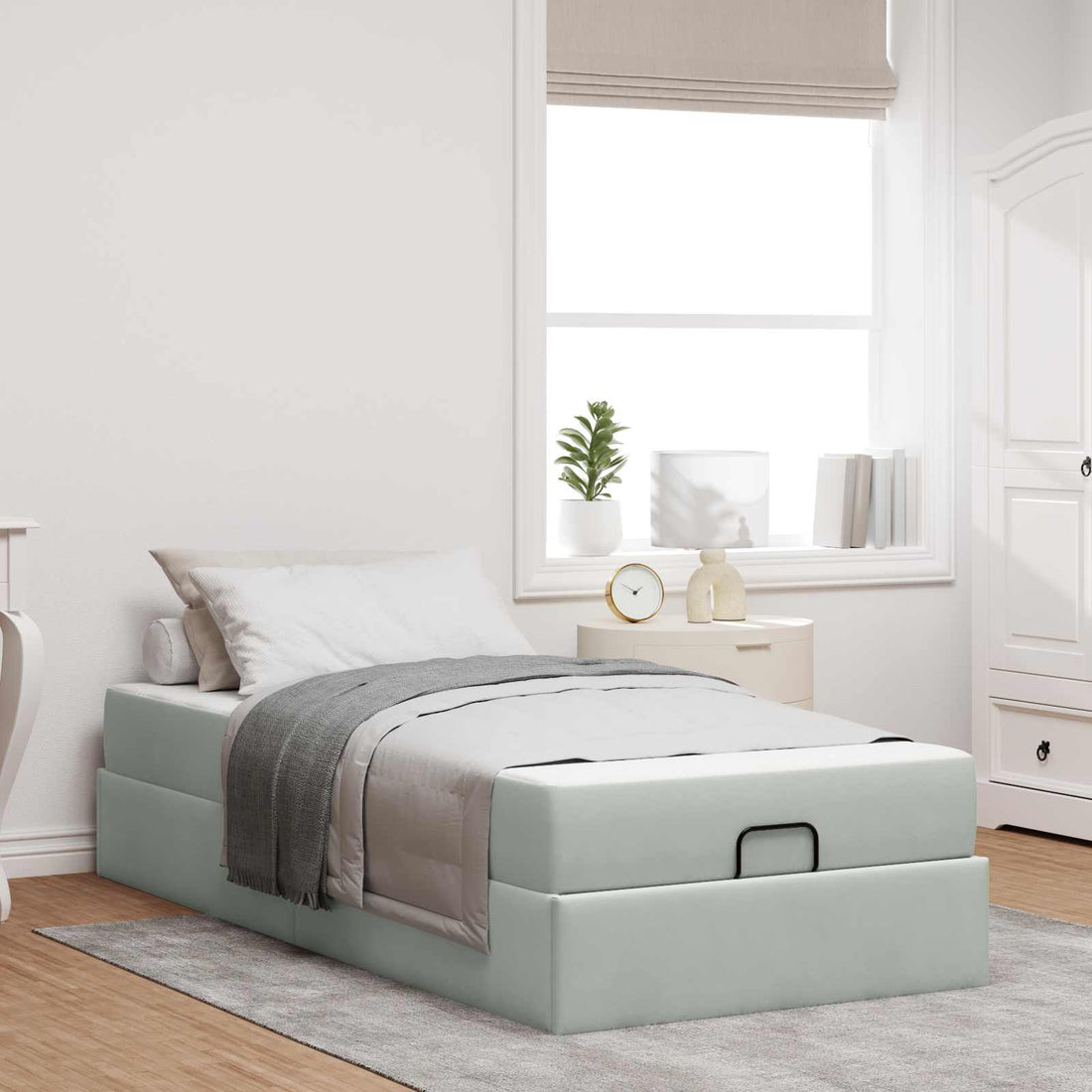 vidaXL Estructura de cama con colchón 2 uds. Gris claro Terciopelo
