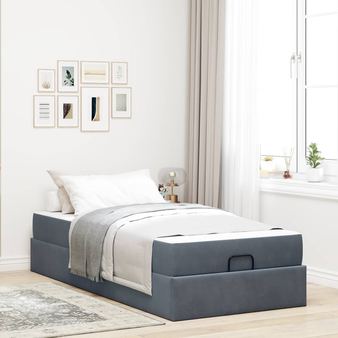 vidaXL Estructura de cama con colchón 2 uds. Gris Tenue Terciopelo
