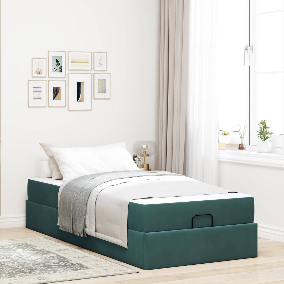 vidaXL Estructura de cama con colchón 2 uds. Verde Terciopelo