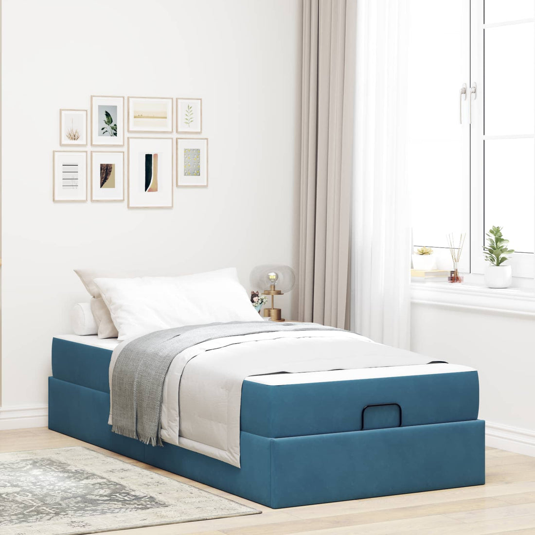 vidaXL Estructura de cama con colchón 2 uds. Azul Terciopelo