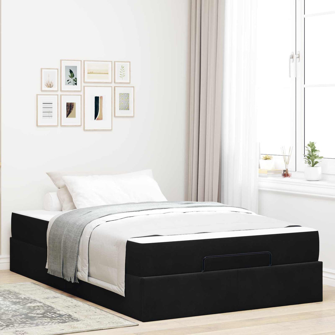 vidaXL Estructura de cama con colchón 2 uds. Negro Terciopelo