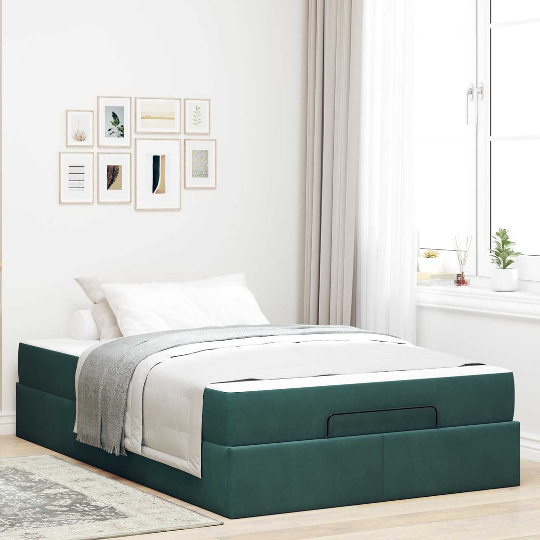 vidaXL Estructura de cama con colchón 2 uds. Verde Terciopelo