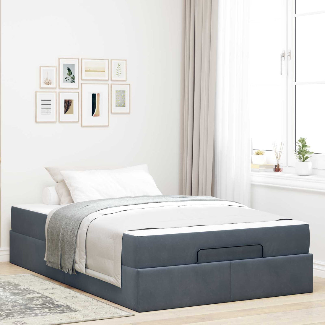 vidaXL Estructura de cama con colchón 2 uds. Gris Tenue Terciopelo