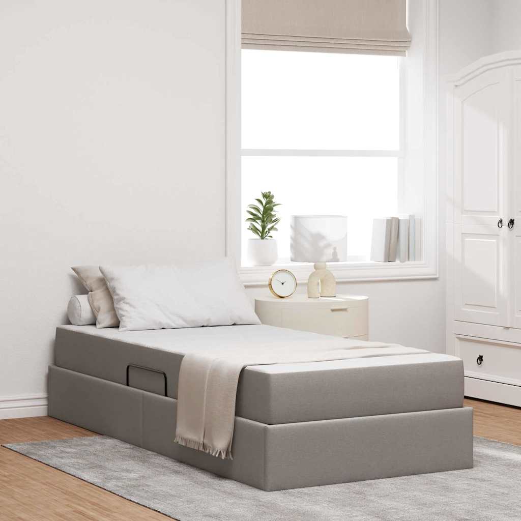 vidaXL Cama con almacenamiento y colchón Taupé 100 x 200 cm Poliéster