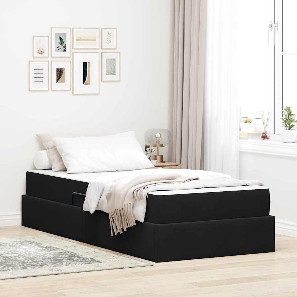 vidaXL Cama con almacenamiento y colchón Negro 90 x 190 cm Terciopelo