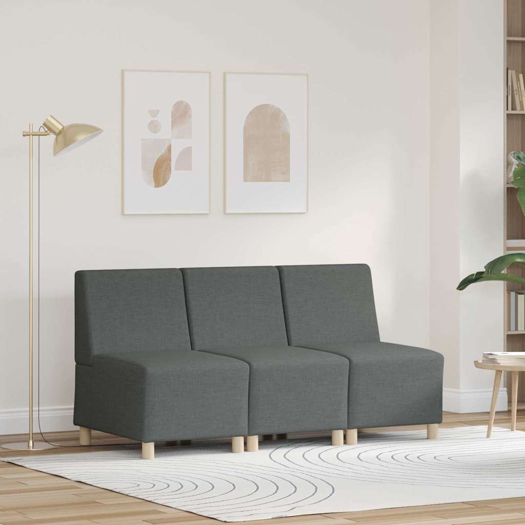 vidaXL Unidad de Sofá Modular sin Brazos 3 uds. Gris oscuro tela