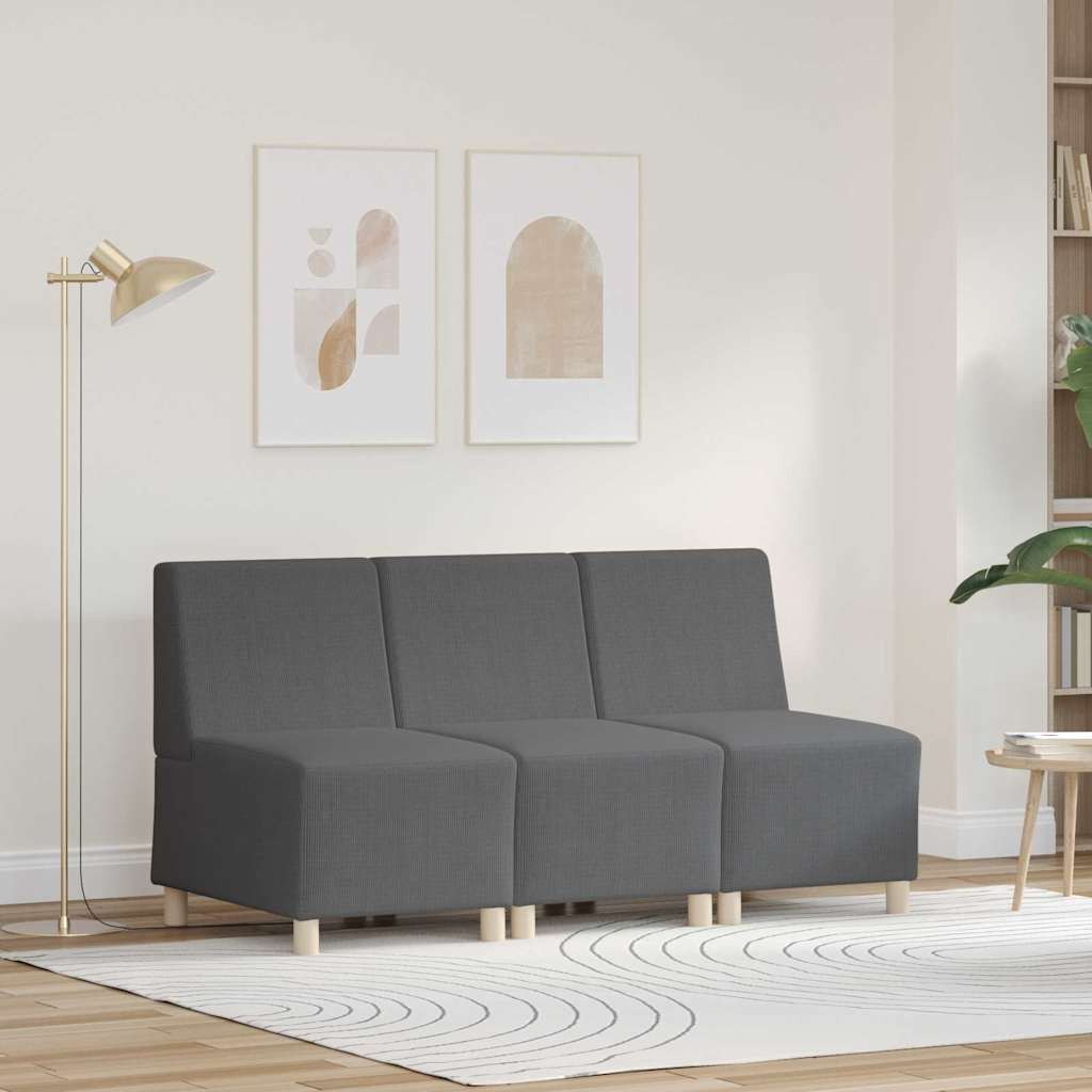 vidaXL Unidad de Sofá Modular sin Brazos 3 uds. Gris oscuro