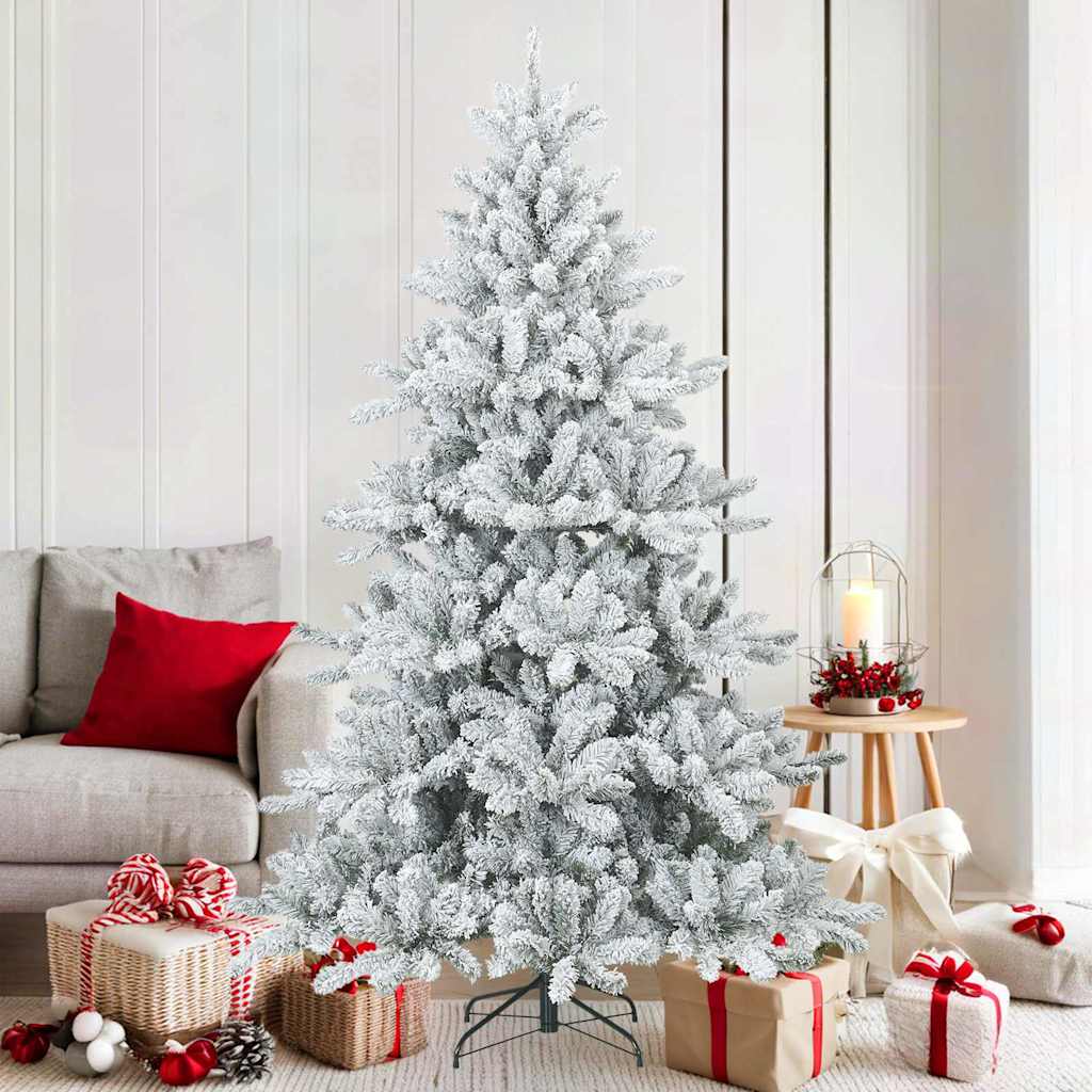 vidaXL Árbol de Navidad artificial plegable cubierto de nieve Blanco