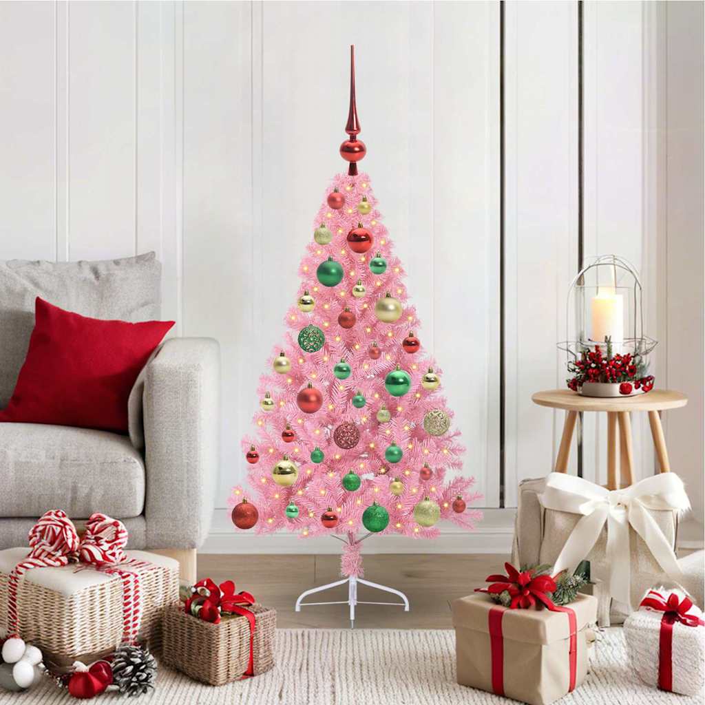 vidaXL Árbol de Navidad Artificial Preiluminado Rosa 120 cm PVC